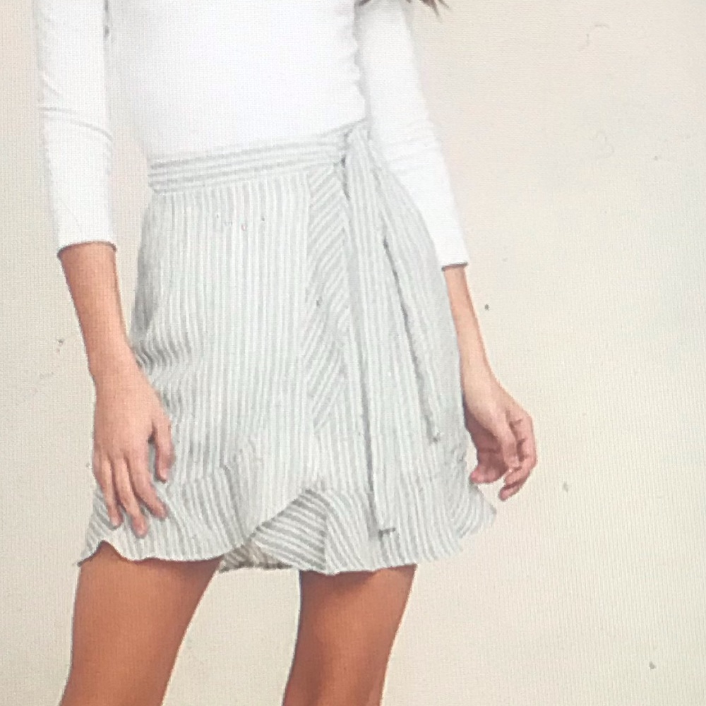 Blue and White Striped Wrap Mini Skirt Lulus